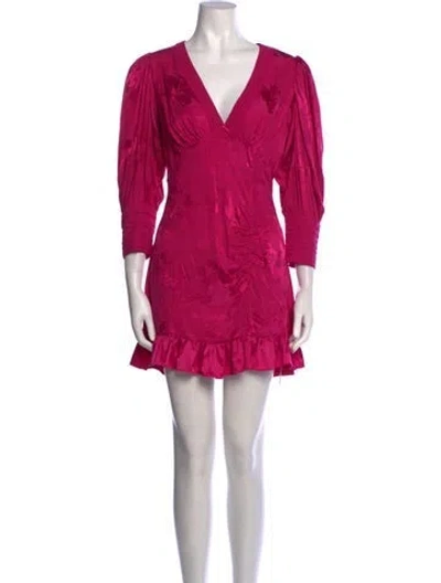 Pre-owned Loveshackfancy Plunge Neckline Mini Dress In Pink