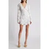Loveshackfancy Poemes Long Sleeve Lace Minidress In Garden Petals Multi