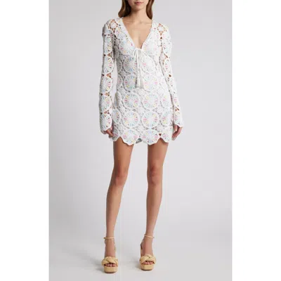 Loveshackfancy Poemes Long Sleeve Lace Minidress In Garden Petals Multi
