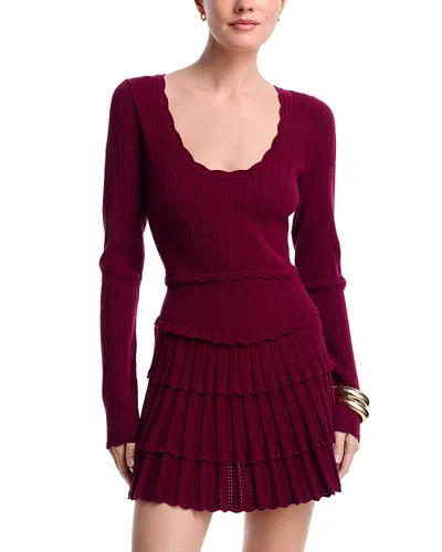 Loveshackfancy Pointelle Knit Mini Dress In Purple