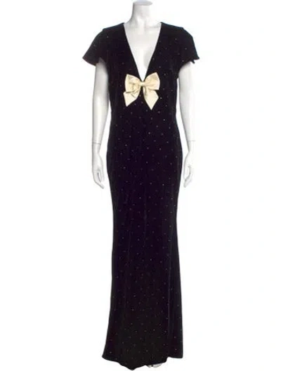 Pre-owned Loveshackfancy Polka Dot Print Long Dress In Black