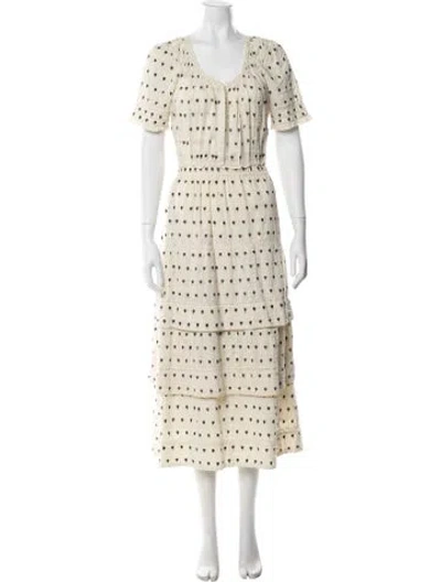 Pre-owned Loveshackfancy Polka Dot Print Long Dress In Neutral