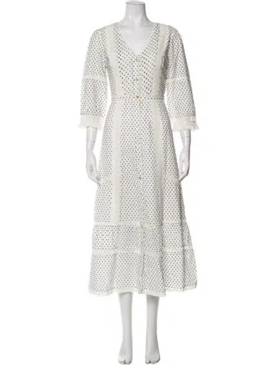 Pre-owned Loveshackfancy Polka Dot Print Long Dress In Neutral