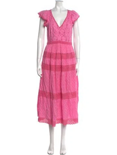 Pre-owned Loveshackfancy Polka Dot Print Long Dress In Pink