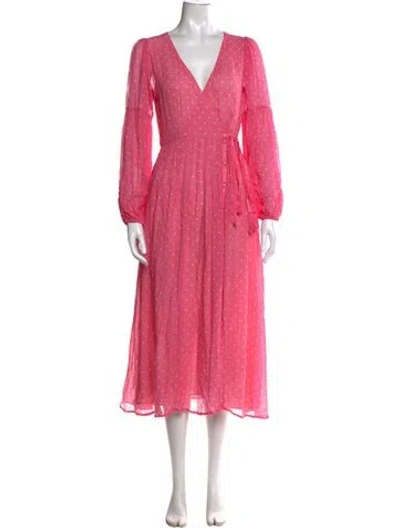 Pre-owned Loveshackfancy Polka Dot Print Midi Length Dress In Pink