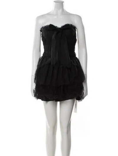 Pre-owned Loveshackfancy Polka Dot Print Mini Dress In Black
