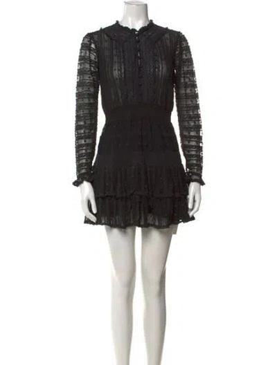 Pre-owned Loveshackfancy Polka Dot Print Mini Dress In Black
