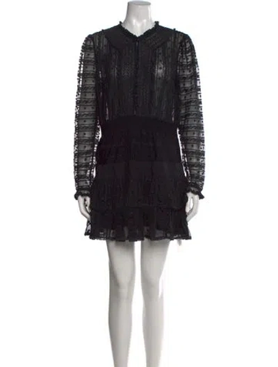 Pre-owned Loveshackfancy Polka Dot Print Mini Dress In Black