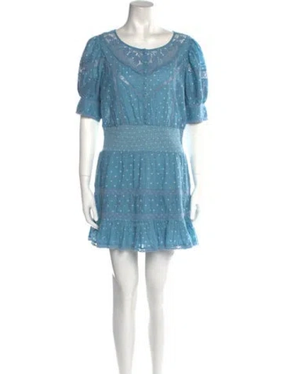 Pre-owned Loveshackfancy Polka Dot Print Mini Dress In Blue