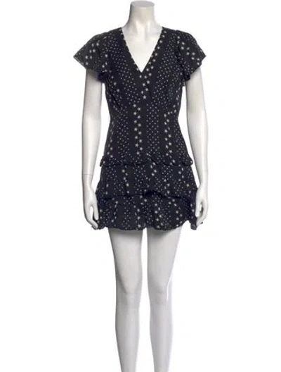 Pre-owned Loveshackfancy Polka Dot Print Mini Dress In Blue