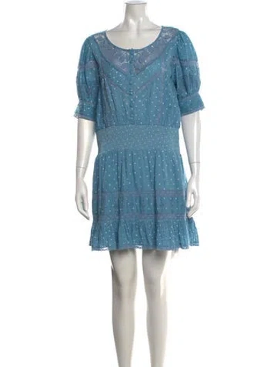 Pre-owned Loveshackfancy Polka Dot Print Mini Dress In Blue