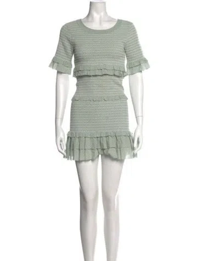 Pre-owned Loveshackfancy Polka Dot Print Mini Dress In Green