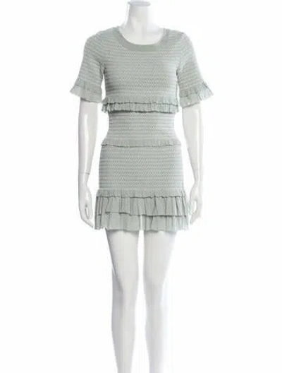 Pre-owned Loveshackfancy Polka Dot Print Mini Dress In Green