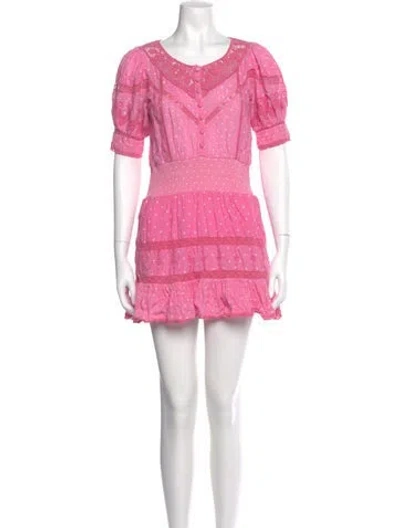 Pre-owned Loveshackfancy Polka Dot Print Mini Dress In Multi