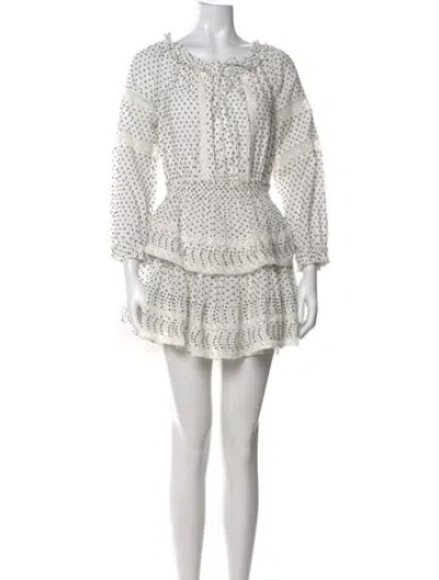 Pre-owned Loveshackfancy Polka Dot Print Mini Dress In Neutral
