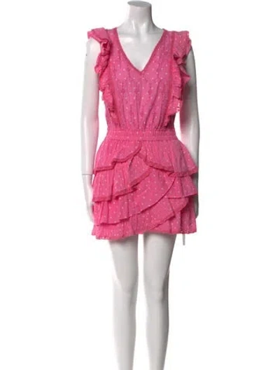 Pre-owned Loveshackfancy Polka Dot Print Mini Dress In Pink