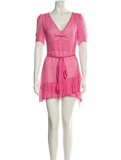 Pre-owned Loveshackfancy Polka Dot Print Mini Dress In Pink