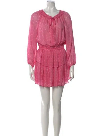 Pre-owned Loveshackfancy Polka Dot Print Mini Dress In Pink