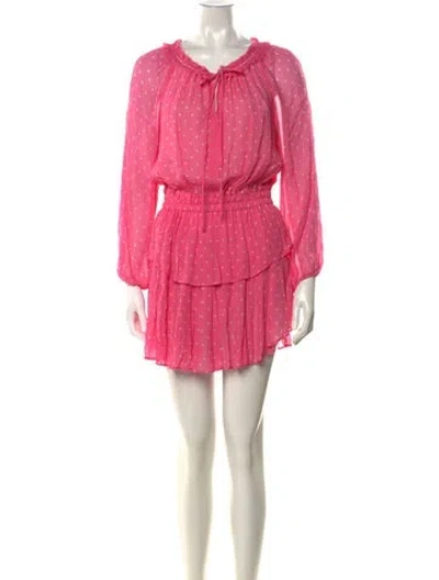 Pre-owned Loveshackfancy Polka Dot Print Mini Dress In Pink