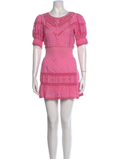Pre-owned Loveshackfancy Polka Dot Print Mini Dress W/ Tags In Pink