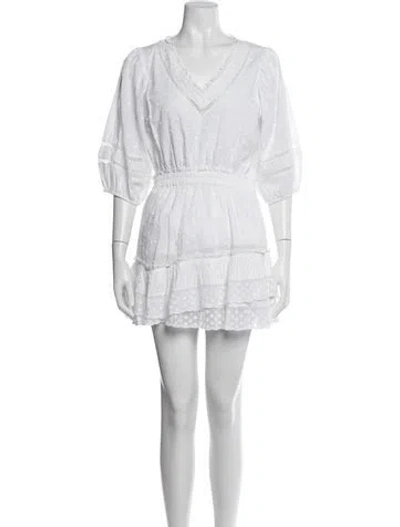 Pre-owned Loveshackfancy Polka Dot Print Mini Dress In White