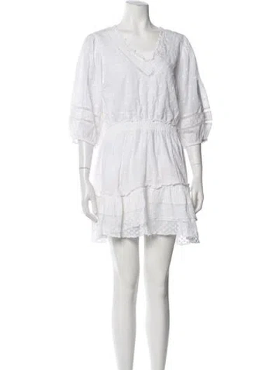 Pre-owned Loveshackfancy Polka Dot Print Mini Dress In White