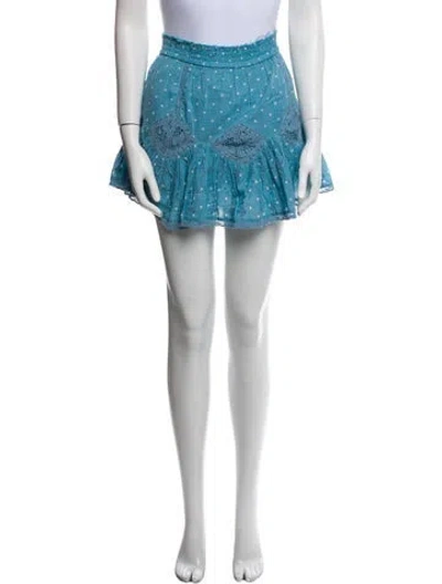 Pre-owned Loveshackfancy Polka Dot Print Mini Skirt In Blue