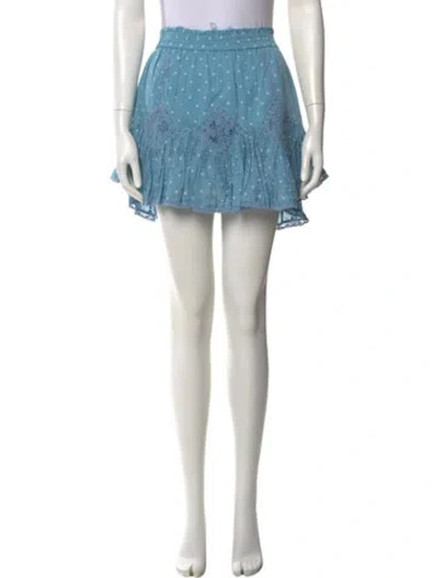 Pre-owned Loveshackfancy Polka Dot Print Mini Skirt In Blue