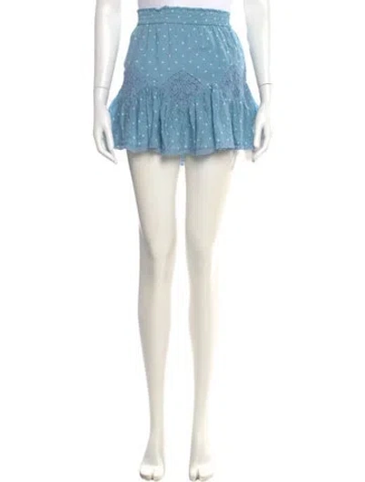 Pre-owned Loveshackfancy Polka Dot Print Mini Skirt In Blue