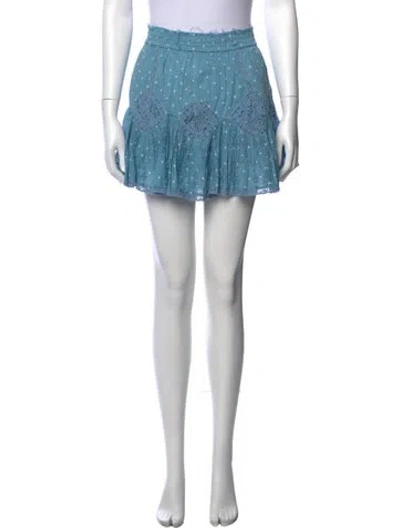 Pre-owned Loveshackfancy Polka Dot Print Mini Skirt In Blue