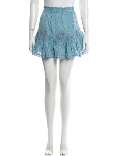 Pre-owned Loveshackfancy Polka Dot Print Mini Skirt In Blue