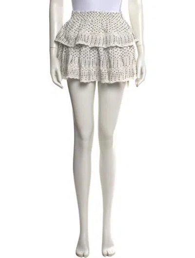 Pre-owned Loveshackfancy Polka Dot Print Mini Skirt In Blue/white