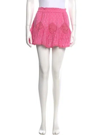 Pre-owned Loveshackfancy Polka Dot Print Mini Skirt In Multi