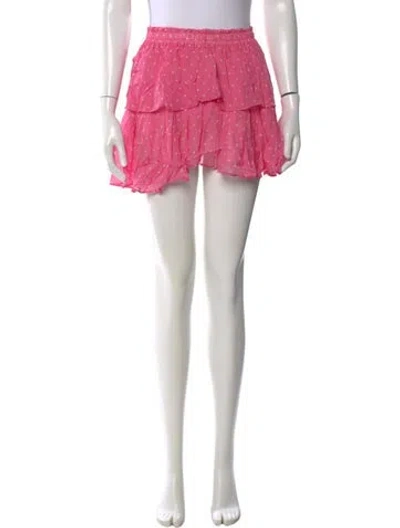Pre-owned Loveshackfancy Polka Dot Print Mini Skirt In Pink