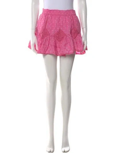 Pre-owned Loveshackfancy Polka Dot Print Mini Skirt In Pink