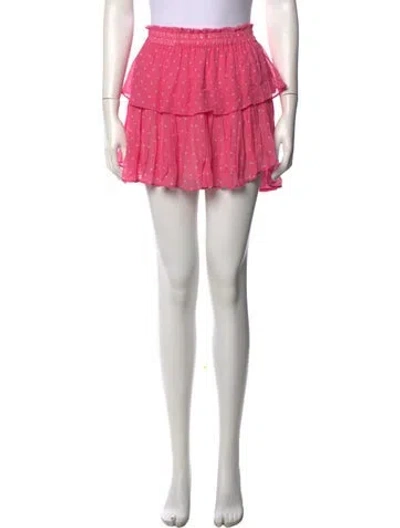 Pre-owned Loveshackfancy Polka Dot Print Mini Skirt In Pink/white