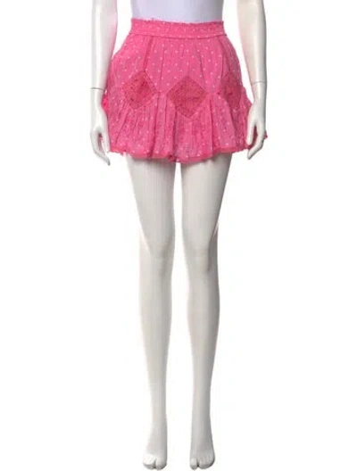 Pre-owned Loveshackfancy Polka Dot Print Mini Skirt In Pink/white