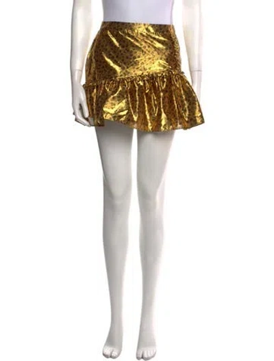Pre-owned Loveshackfancy Polka Dot Print Mini Skirt In Silver