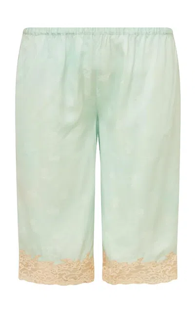 Loveshackfancy Polune Silk-blend Shorts In Green