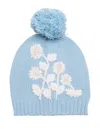 Loveshackfancy Pompom Floral-embroidered Beanie Hat In Blue