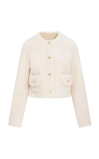 Loveshackfancy Popelka Vegan Fur Jacket In Creme