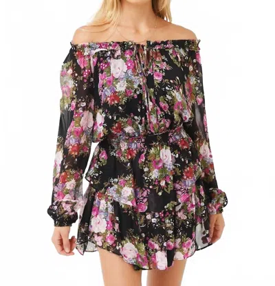 Loveshackfancy Popover Mini Dress In Midnight Muse In Metallic