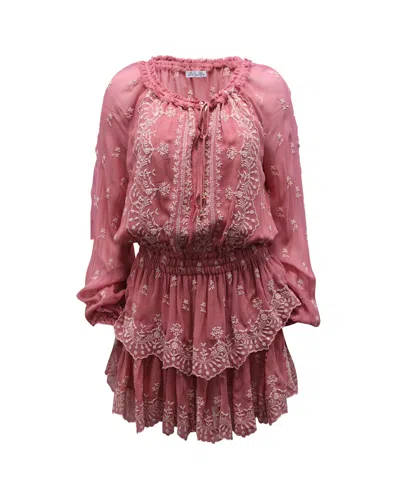 Loveshackfancy Popover Mini Dress In Pink Viscose