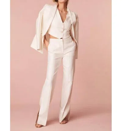 Loveshackfancy Poppet Straight Leg Tailored Pants In Antique White In Transparent