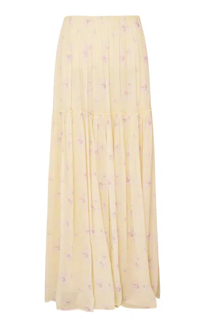 Loveshackfancy Positano Printed Maxi Skirt In Yellow