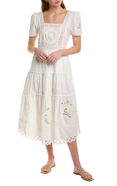 Loveshackfancy Prairie Midi Dress In True White
