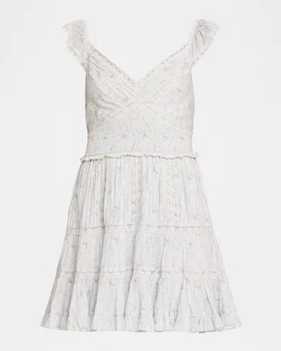 Loveshackfancy Presline Floral Mini Dress In Gray