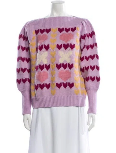 Pre-owned Loveshackfancy Printed Bateau Neckline Sweater In Multi