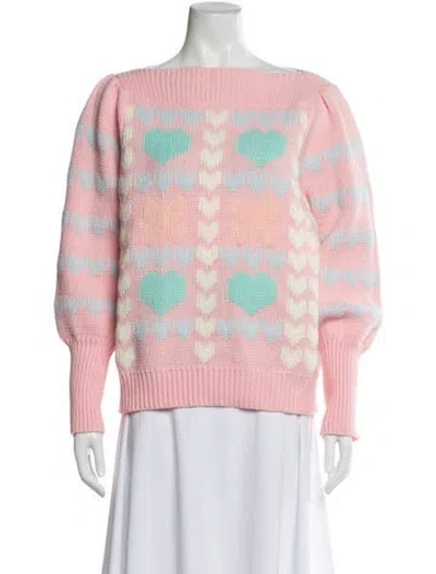 Pre-owned Loveshackfancy Printed Bateau Neckline Sweater In Multi