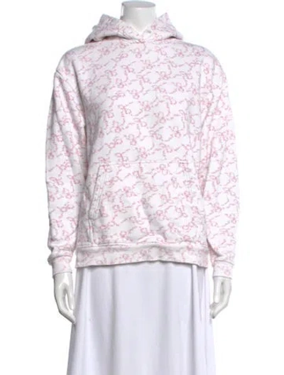 Pre-owned Loveshackfancy Printed Crew Neck Hoodie In Pink/white